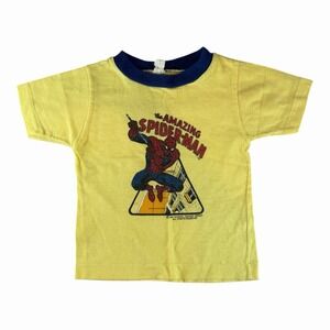 Vintage 1981 Marvel Comics Spider-Man Short Sleeve Ringer Youth Shirt Size 4T